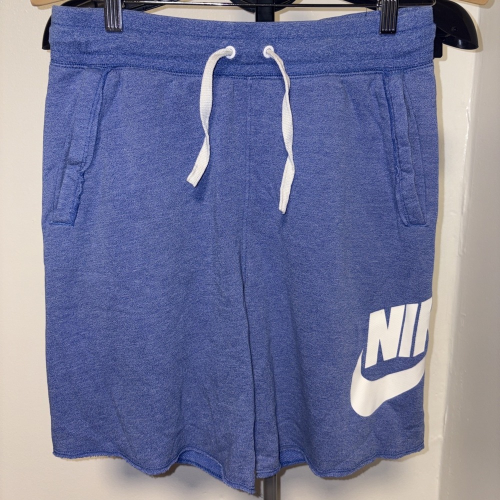 Men's Size SMALL Nike Light Blue Knee Length Drawstring Logo Shorts‎